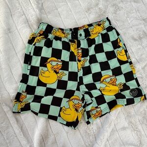 Neff Black and Yellow Duck Patterned Men's Athletic Shorts